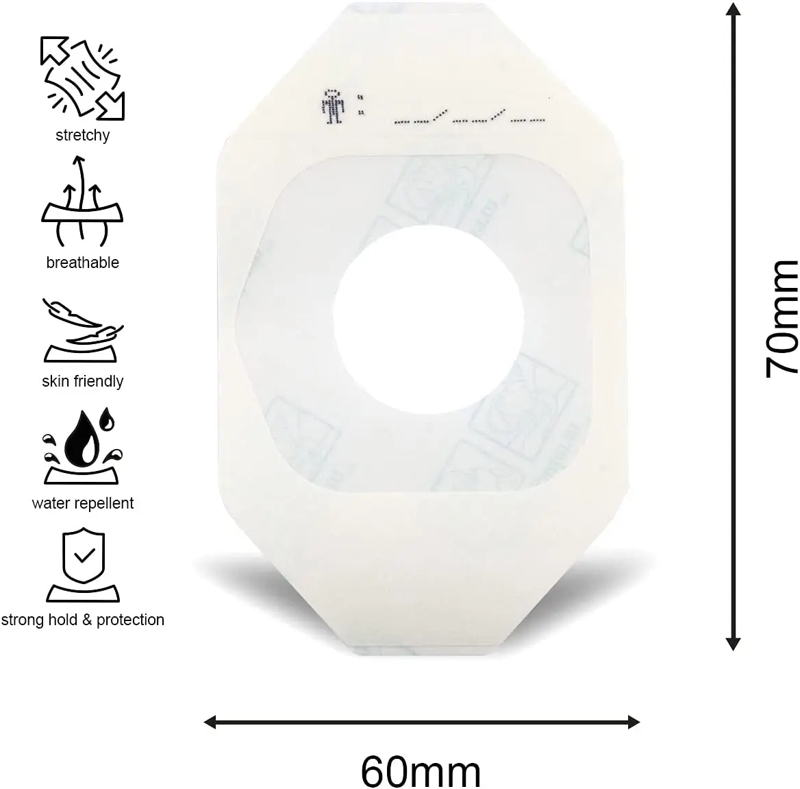 5PCS  Transpirable Sensor Freestyle Libre 1 & 2 Fixing Plaster for CGM/FGM Sensors & Insulin Patch Pumps - Optimal Hold