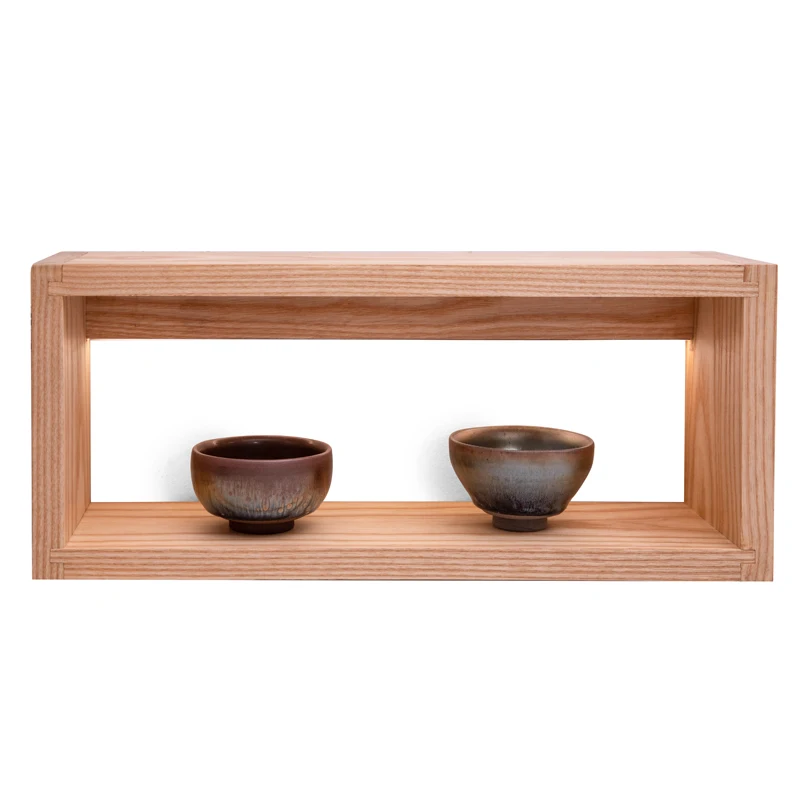 

Solid wood light rack Nordic style log wall hanging luminous partition decorative frame wall hanging new Chinese style