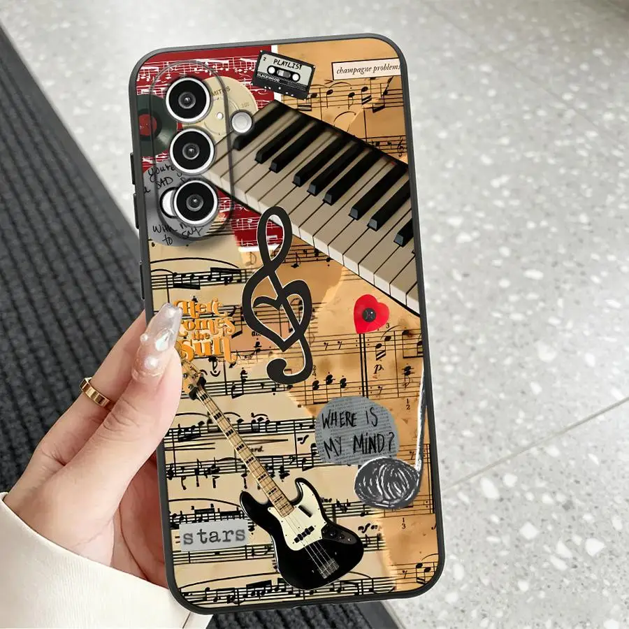Music Collage Piano Phone Cover Case for Samsung Galaxy A57 A52 A36 A15 A06 A73 A51 A55 A37 A25 A16 A05 A23 A53 A17 A41 A70 A12