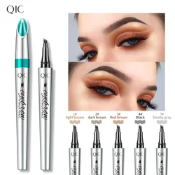 Eyebrow Pen 4 Forks Tip Eyebrow Tattoo Pencil Long Lasting Quick Drying Ultra-fine Sweat-Proof Dark Brown Makeup