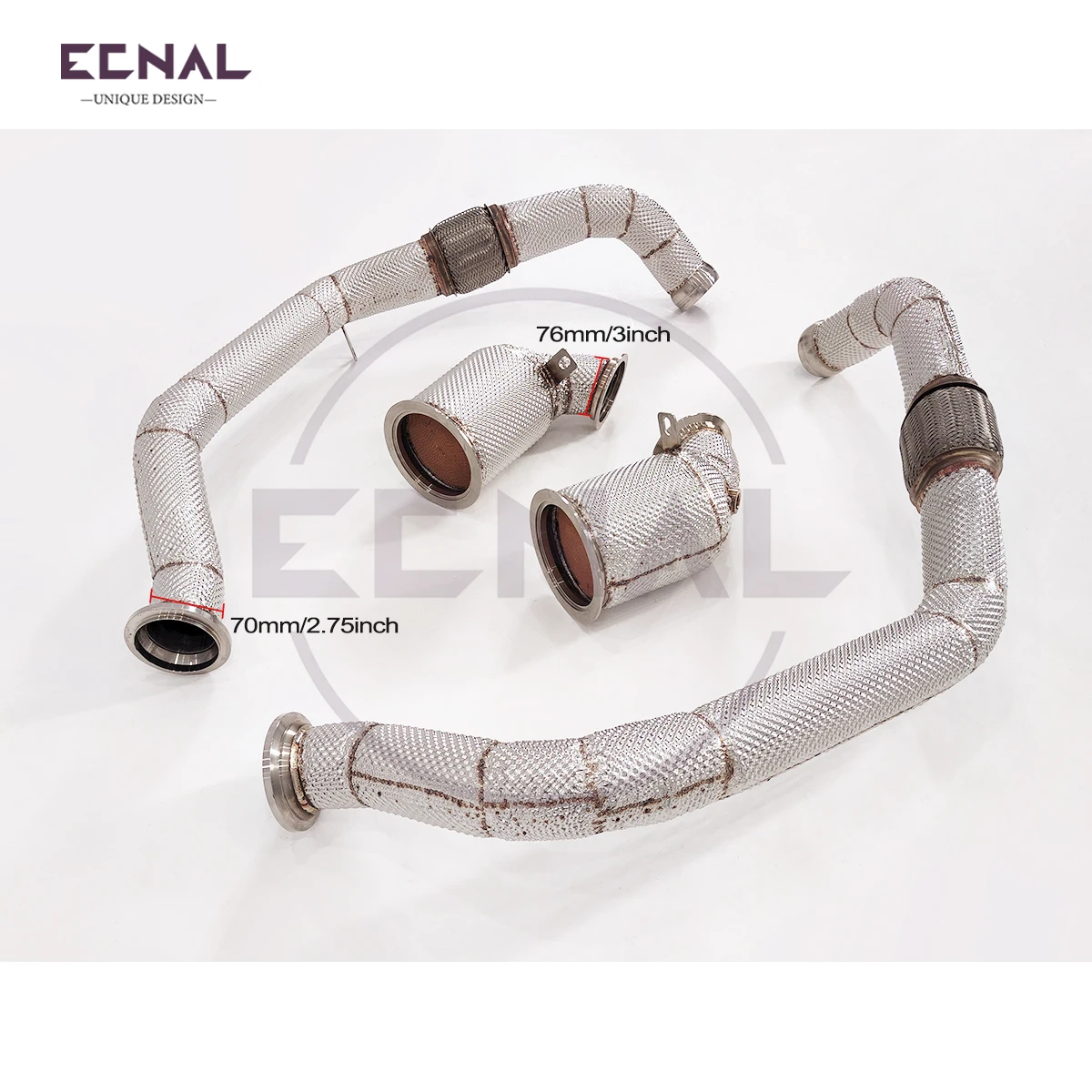 Ecnal Exhaust Downpipe & Front Pipe for Bentley Continental GT V8 4.0T SS304 High Performance Sport Full Exhaust System