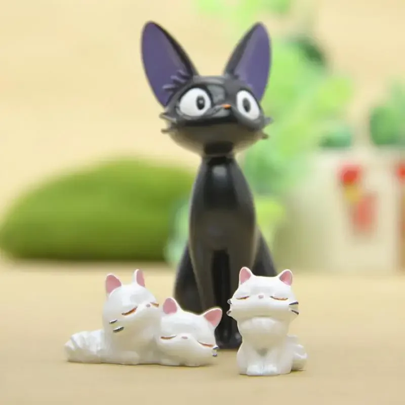 Cartoon Resin Kawaii White Cat Black Cat Miniatus Figurine Animal Gigi Diy Micro Landscape Desktop Decor Home Decoration