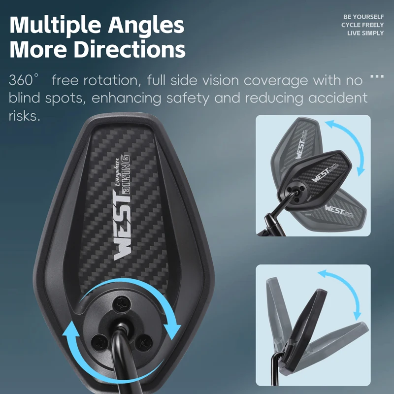 

WEST BIKING 1 шт., левое зеркало заднего вида для велосипеда, антибликовое зеркало заднего вида HD 360 ° Регулируемое левое зеркало велосипеда подходит для руля 16-21 мм.