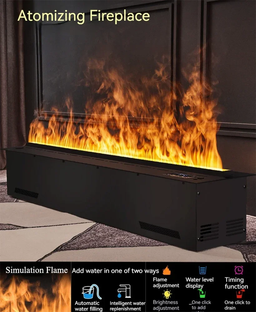 3D Atomizing Fireplace Living Room Multi-color Fake Flame Simulation Flame Mist Water Vapor Fireplace Water Humidifier TV Wall