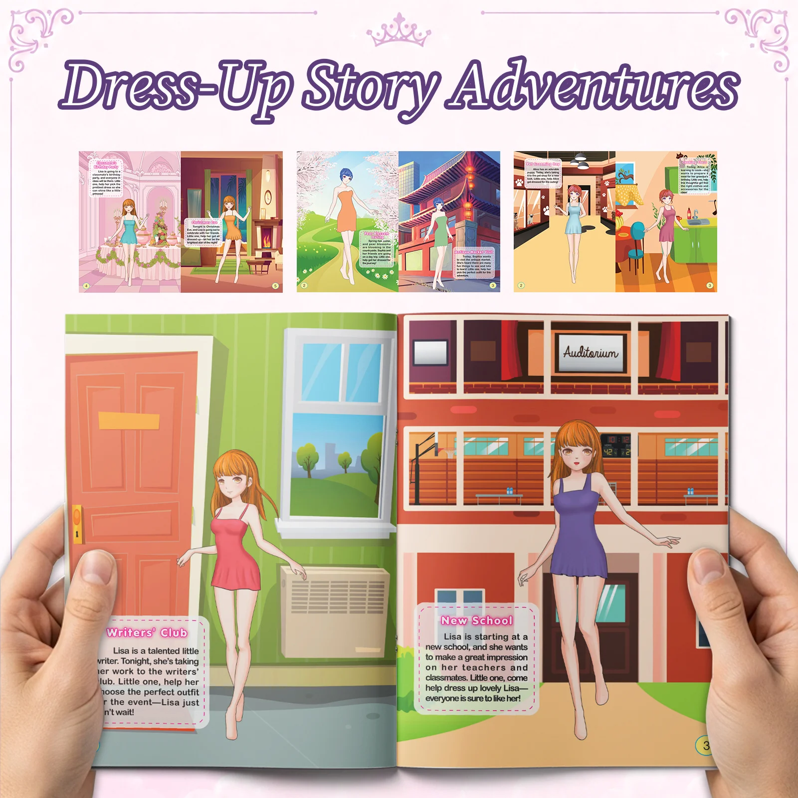 3-Book Princess Dress-Up Sticker Activity Set for Girls: Little Princess Lisa, Sofia & Alice, Fashion Outfit Styling