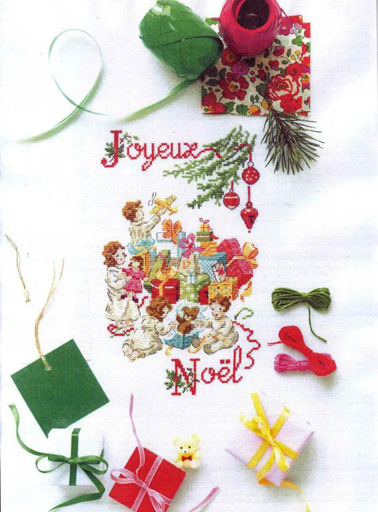 Cotton LBP - Open Christmas Gifts, Cross Stitch, Ecological Cotton Thread Embroidery, Home Decoration, Hanging Painting