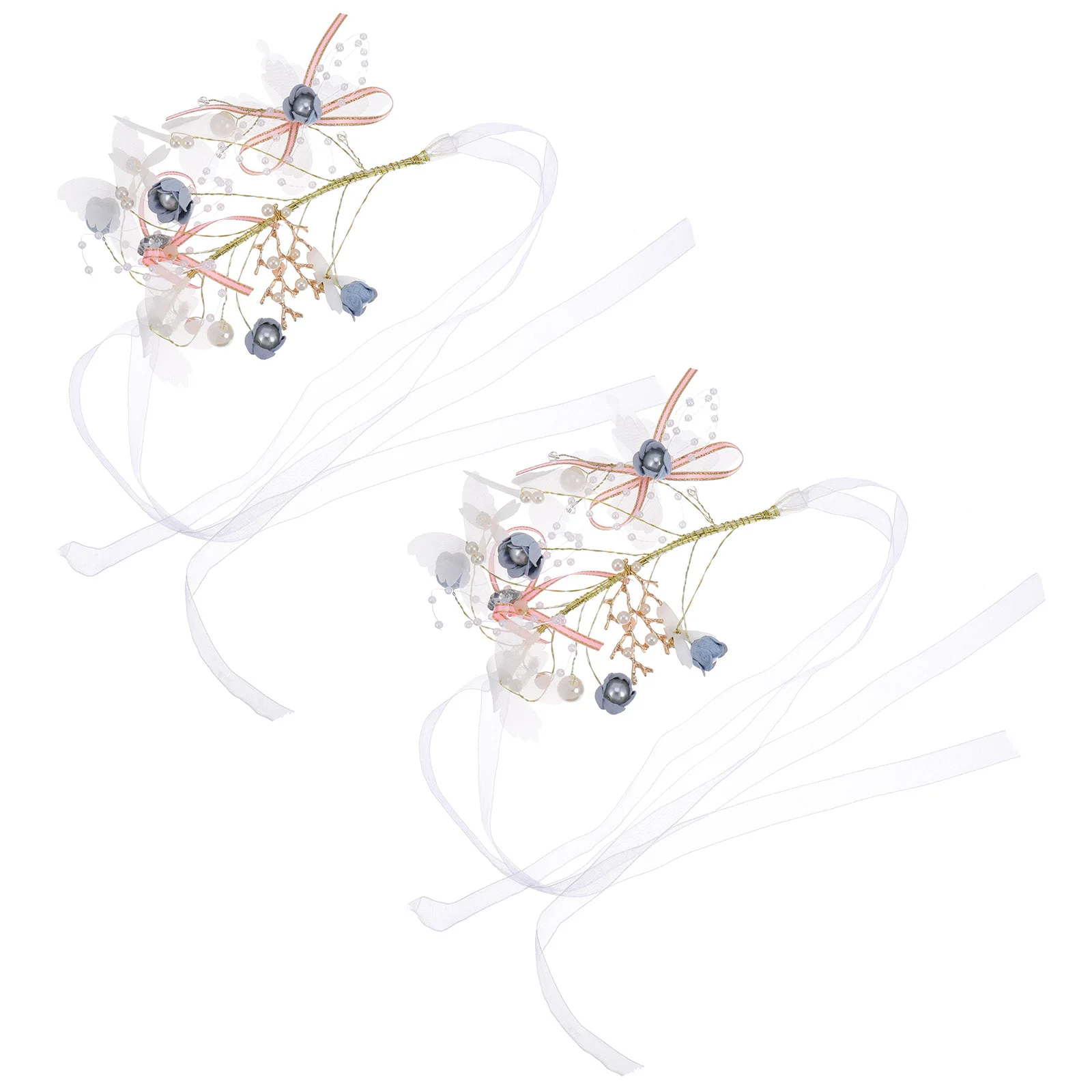

2pcs Wrist Flowers Decorations Yarn Crystal Beads Bridesmaid Wrist Flower Wedding Decoration Special Occasions Women Accessories
