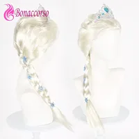 Frozen Princess Elsa Cosplay Wig White Synthetic Plait Long Braided Wig Anime Coser High Quality Wig Halloween Daily Party