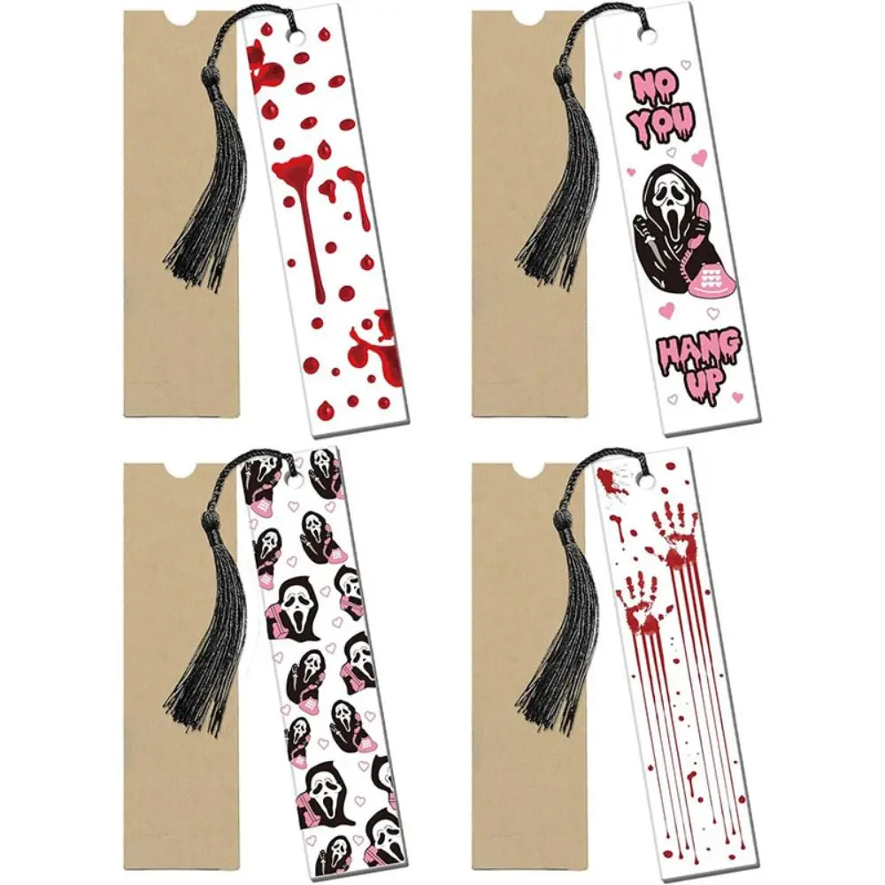 Transparente Halloween Bookmarks, página titular, suporte de livros, claro, retângulo, acrílico quadrado, decoração do Dia das Bruxas, 5pcs