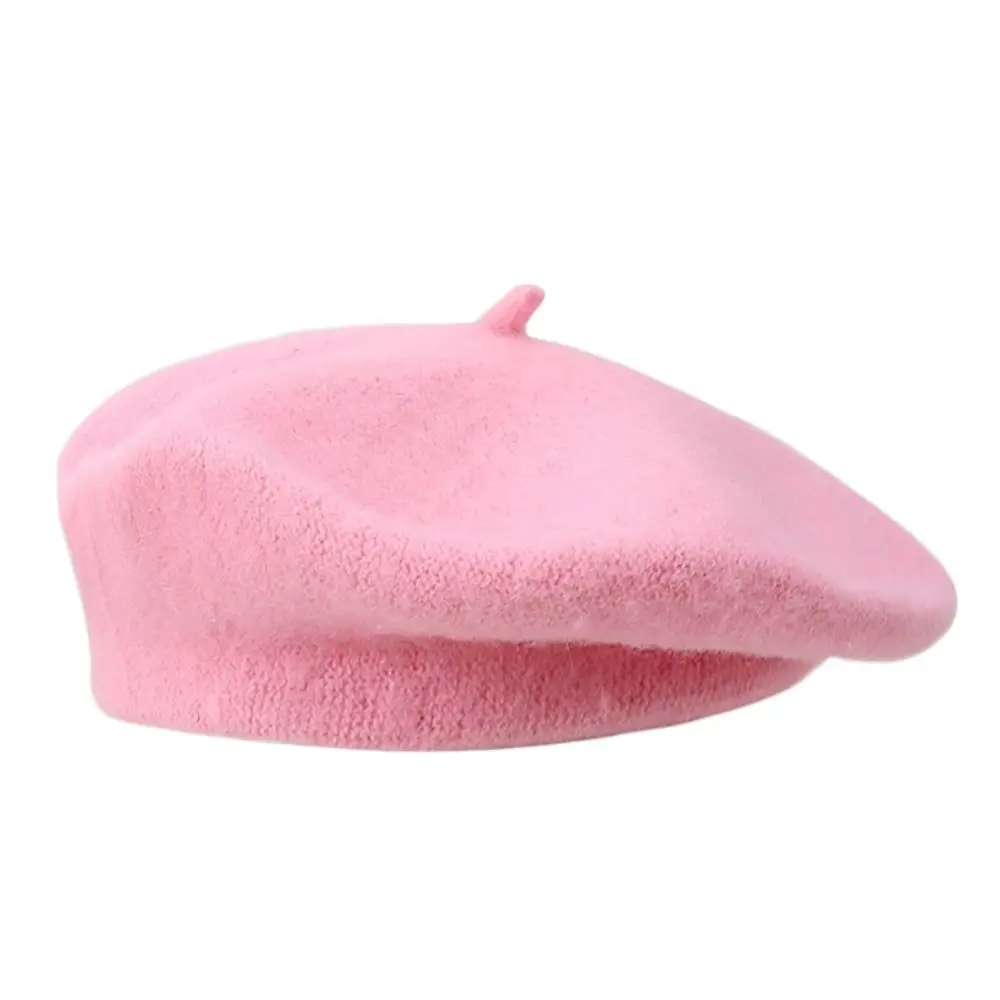 Fashion Warm Winter Wool Berets Hat Solid Color Retro French Artist Hat Elegant All Matched Plain Cap Lady