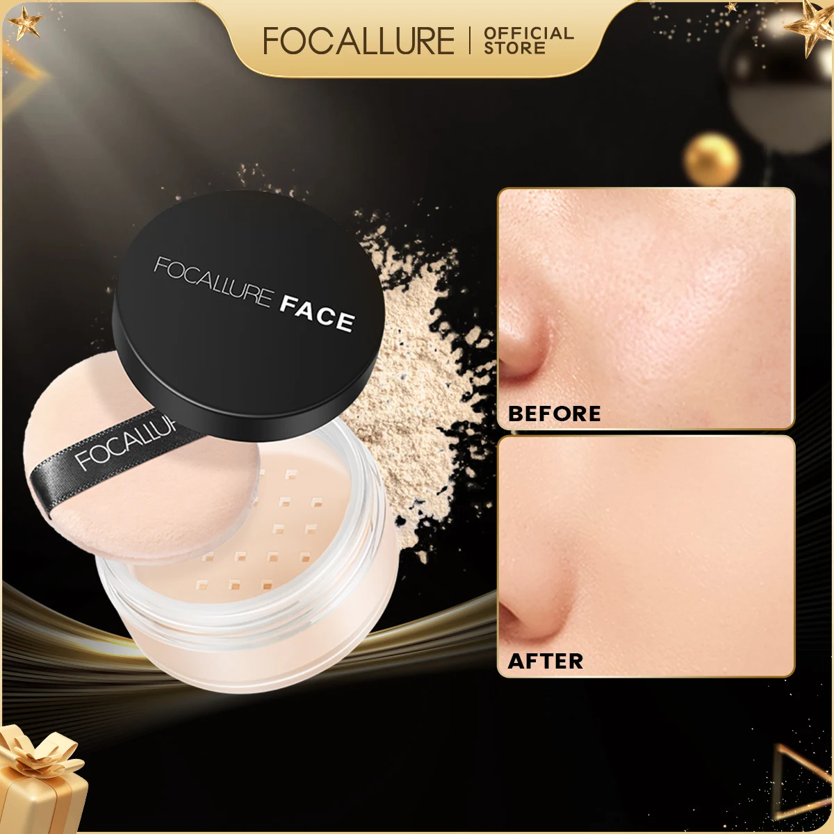 

FOCALLURE 9 Colors Oil-control Loose Powder Waterproof Long-lasting Full Coverage Face Compact Setting Powder Makeup Cosmetics