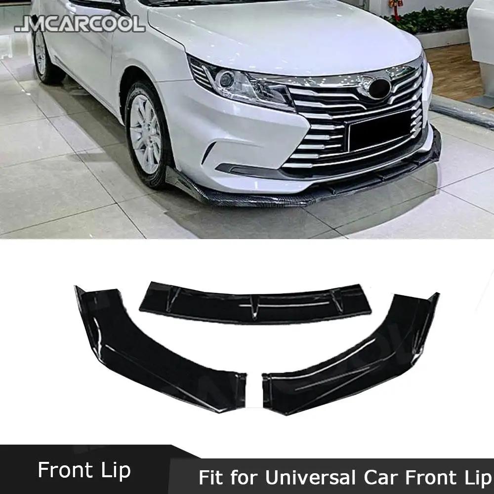 

JMCARCOOL ABS Material 3 PCS Front Bumper Lip Spoiler For Universal Hatchback Cars Auto Styling