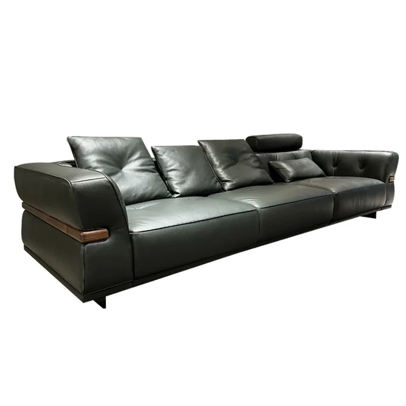 Leather electric sofa living room modern simple adjustable multi-person function small apartment cowhide zero wall sofa