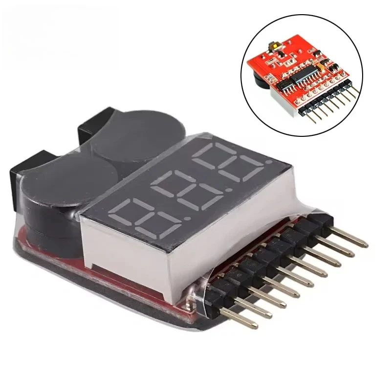 1-8S Lithium Battery Level Display Buzzer Alarm 3.7V-30V Digital Volt Meter Indicator Tester LED Power Display Piezo Buzzers