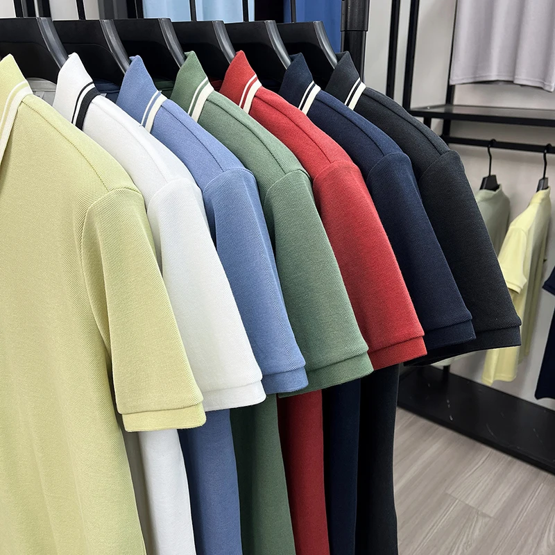 

Lyocell + Cotton New Classic Polo Shirt Men 2026 Summer Casual Solid Breathable Zipper Tops Short Sleeve Clothes Pullover Shirt