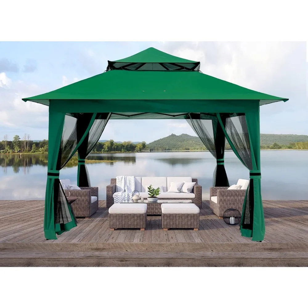 

13x13 ft Pop Up Gazebo,Outdoor Canopy Tent with Mosquito Netting, Sturdy steel frame, Rainproof and UV resistant Pergola