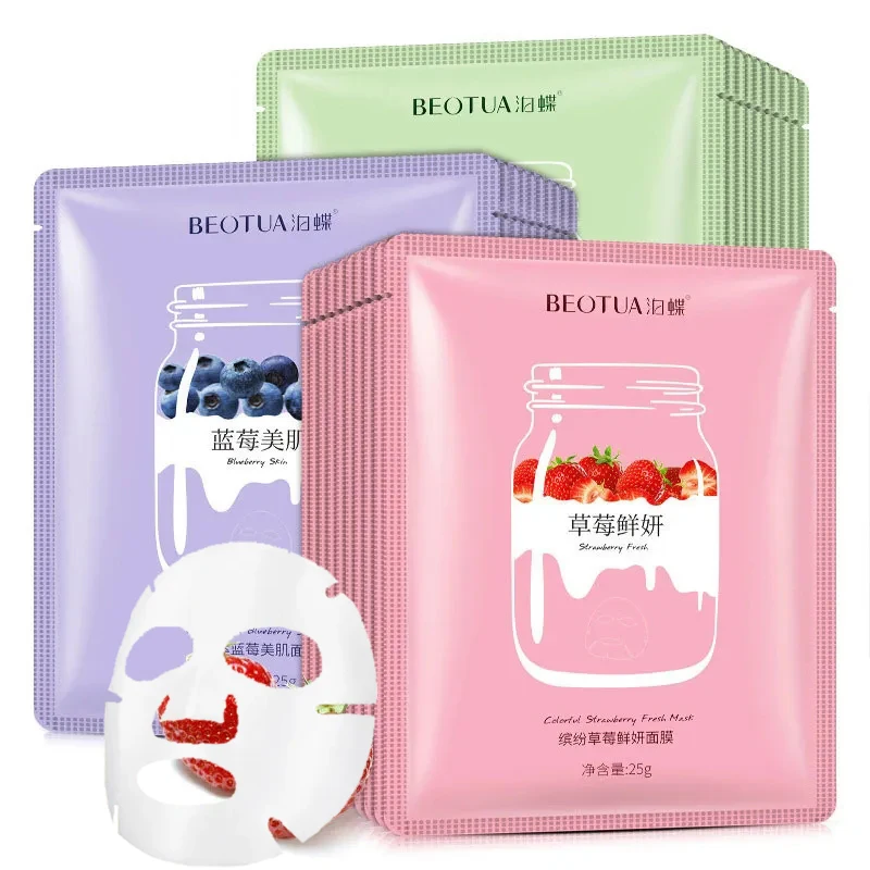 

15pcs Fruits Face Mask skincare Moisturizing Hydrating Brightening Nourishing Beauty Facial Masks Face Sheet Mask Skin Care