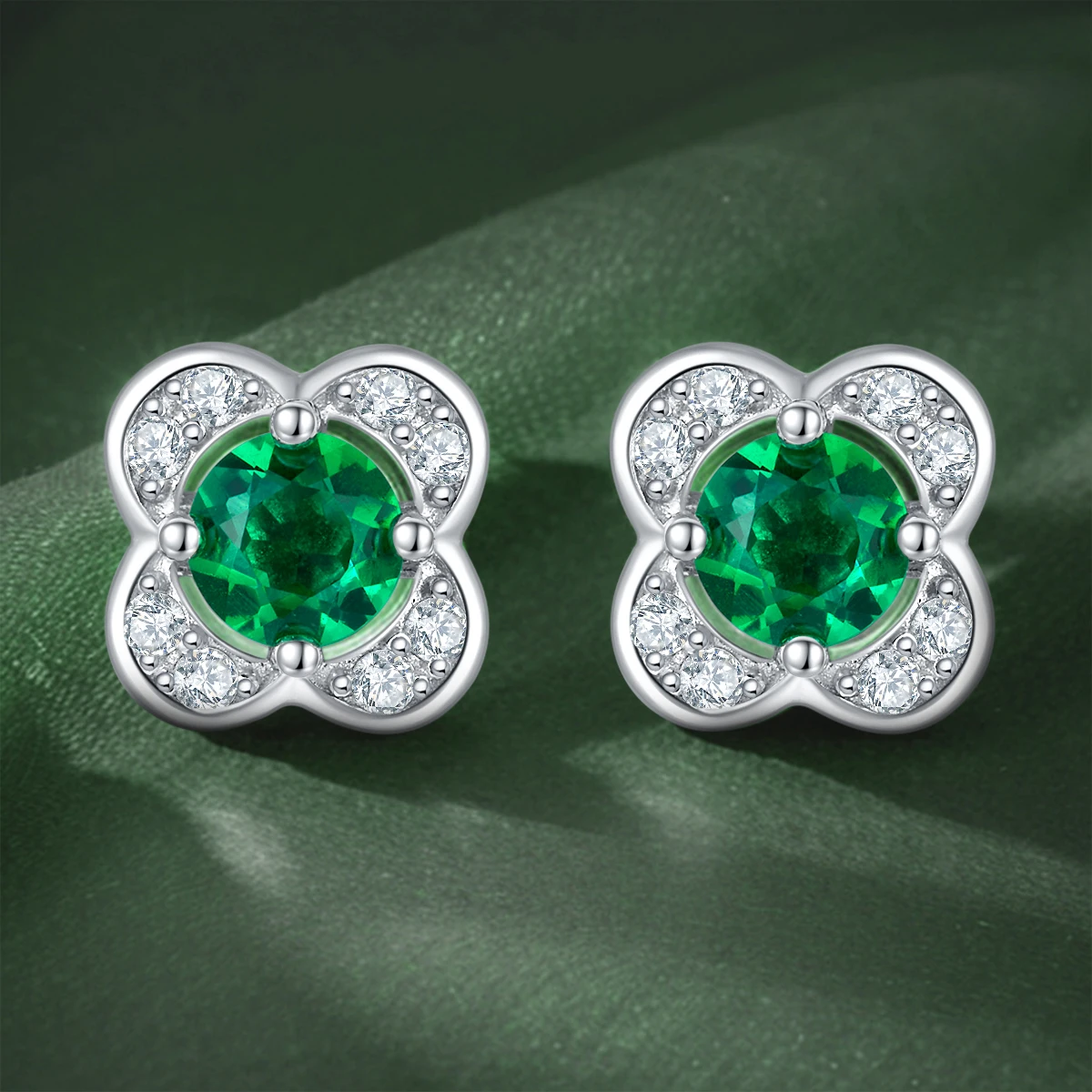 

Круглые изумрудные серьги-гвоздики из стерлингового серебра 925 пробы, женские модные изысканные обручальные свадебные серьги, ювелирные изделия