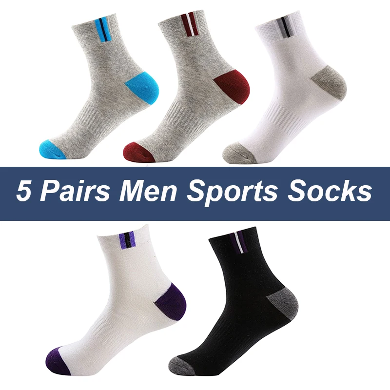 5 Pairs High Quality Bamboo Fiber Breathable Deodorant Business Men Tube Sports Socks For Autumn And Spring Summer EUR 38-43