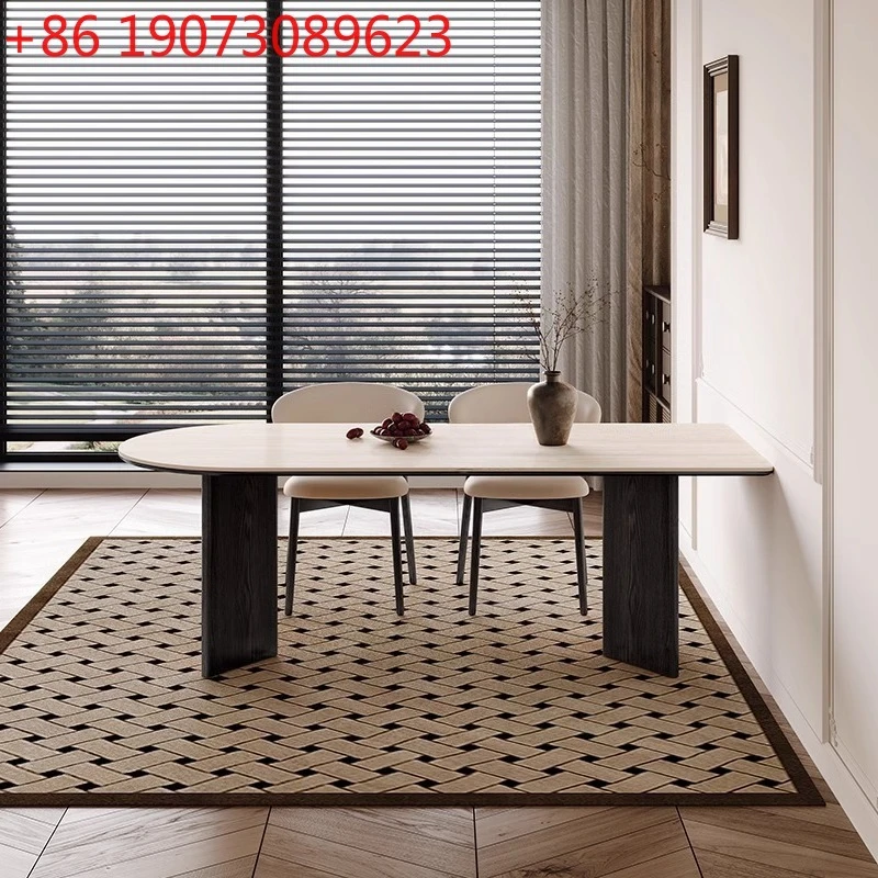 

Обеденный стол Delifeng из травертина, французский стиль, для небольшой квартиры, легкий люкс, кремовый, полукруглый, прямоугольный