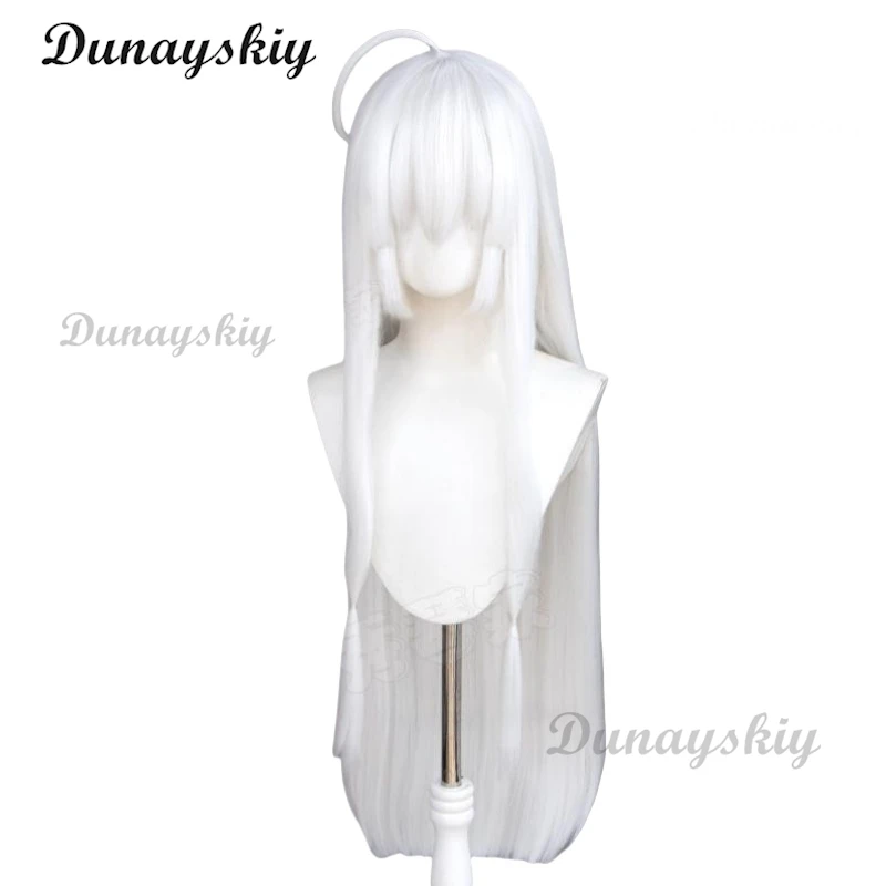 아야치 네네 코스프레 가발 90cm 흰색 긴 머리 내열성 합성 가발 게임 마녀의 휴일 아야치 네네 코스프레 가발