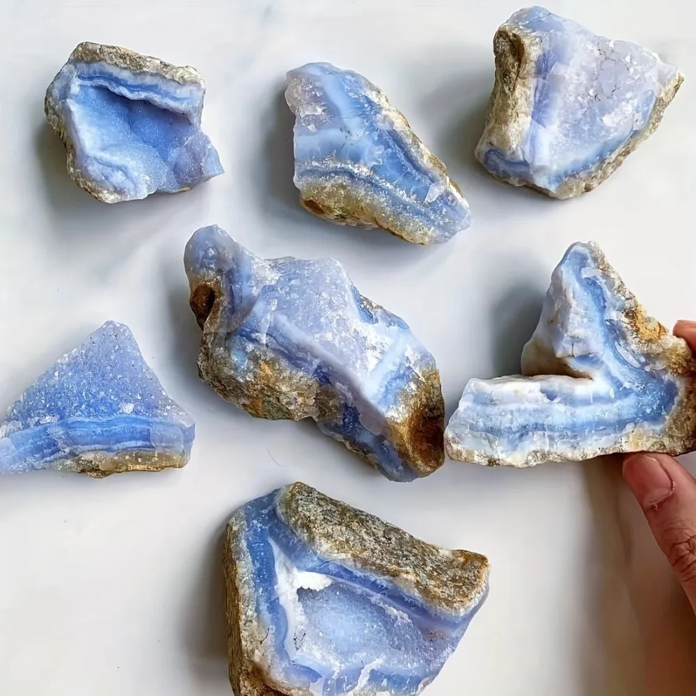عالية الجودة الكريستال الطبيعي الأزرق الدانتيل العقيق الحجر الخام المعدنية Druzy الجيود عينة الريكي الأحجار الكريمة ديكور المنزل