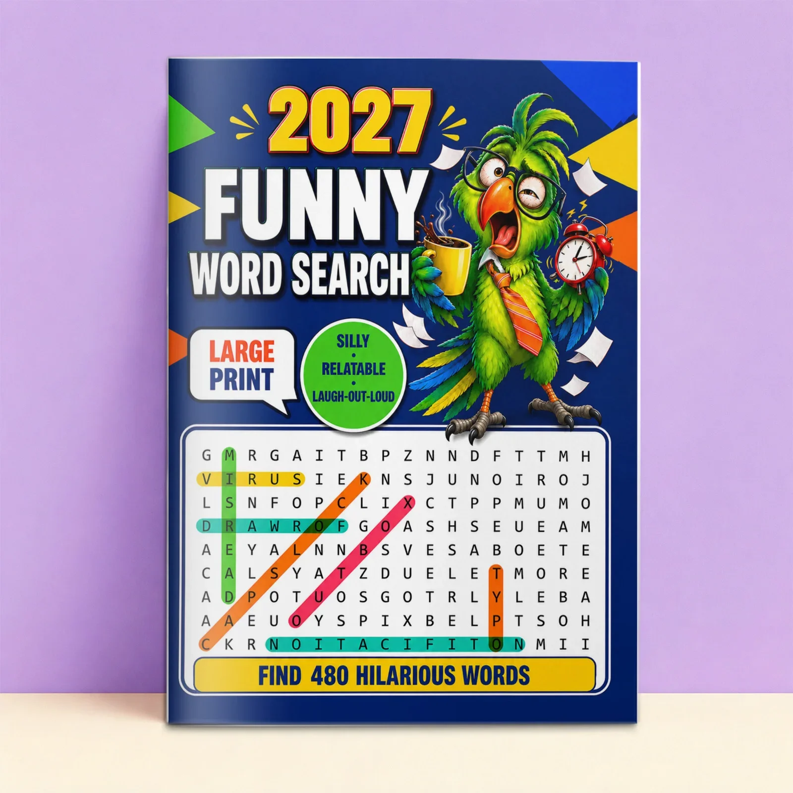2027 Funny Word Search, Large Print Brain Games with 480 Silly and Relatable Words for Focus, Memory and Relaxation