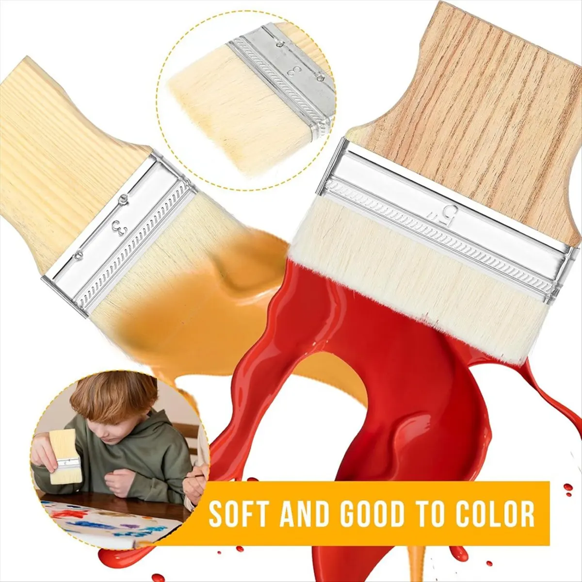 FTGT-3 Pcs Flat Paddle Paint Brush Set,Wide Paint Brush Large Paint Brush 3/4/5 Inch Paint Brush for Oil and Acrylic Paints