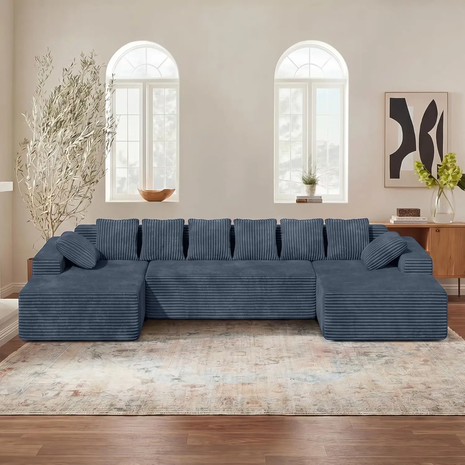 

131'' Large U-Shape Sectional Sofa With Chaise Deep Seat Modular Cloud Living Room Bedroom 1PCS, Customized