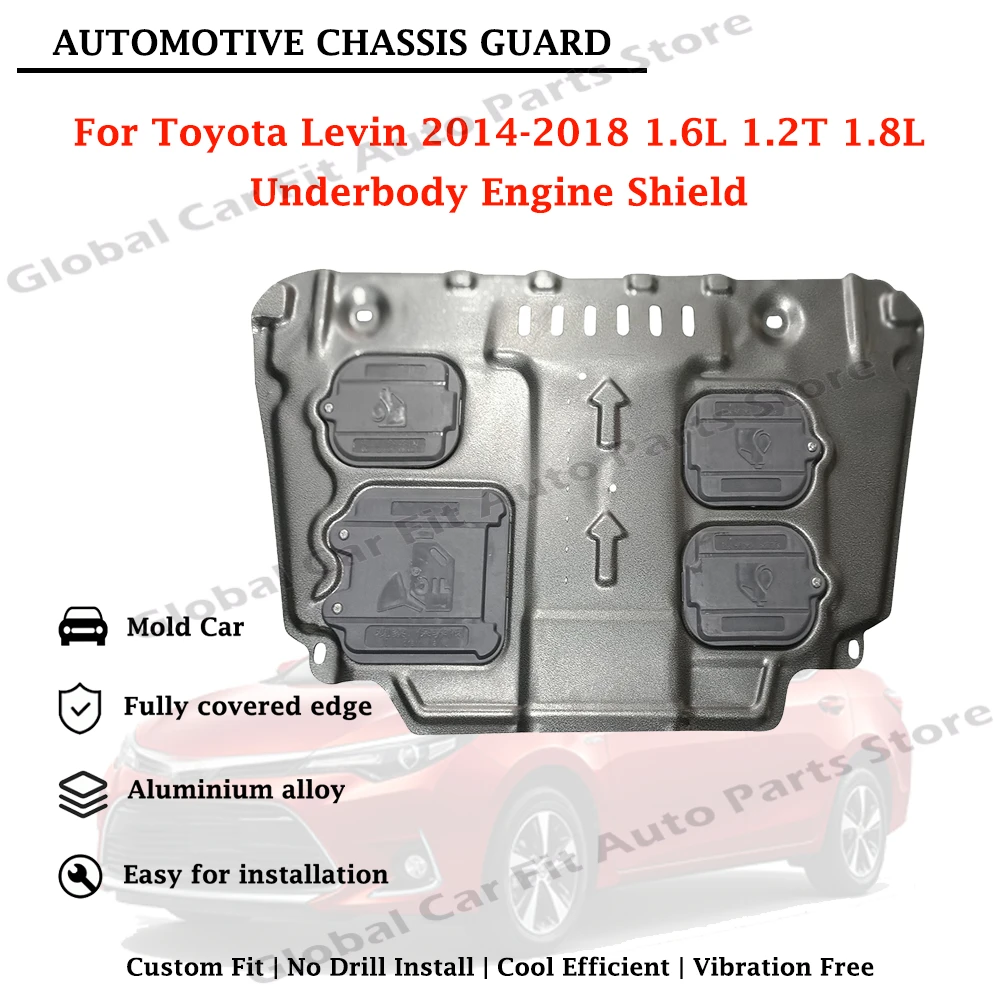 Custom Fit Engine Skid Plate Engine Shield For Toyota Levin 2014-2018 1.6L 1.2T 1.8L Heavy Duty Chassis Bottom Protection Guard