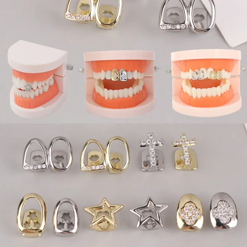 Hip Hop Single Tooth Dental Grillz Teeth Caps Punk Metal Grill Cap Cosplay Party Teeth Grillz Dental Fashion Jewelry