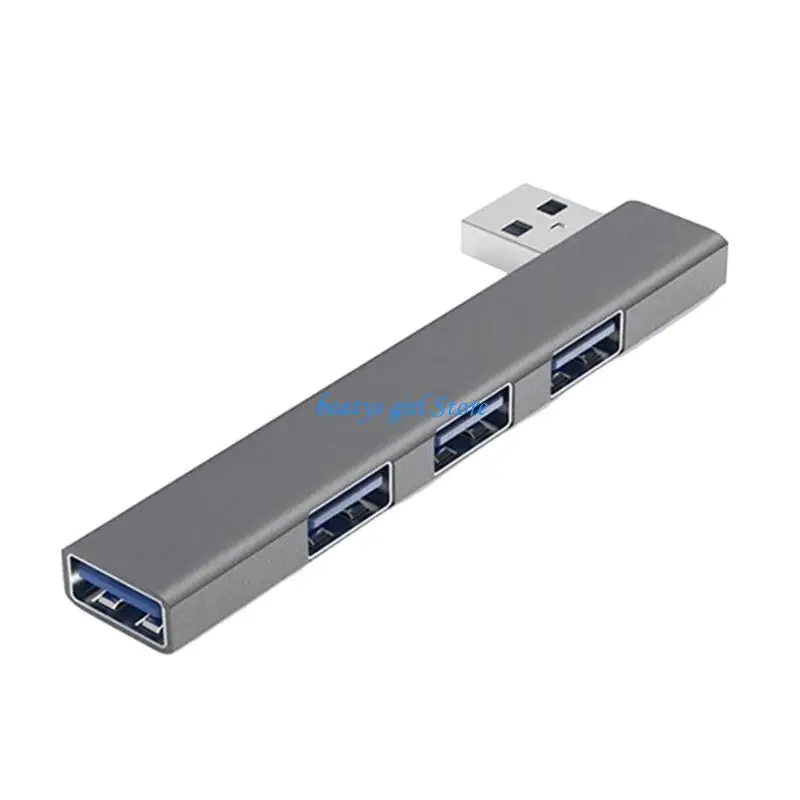 C7AB 4 Port Aluminum USB Hubs 5Gbps Speed Spaces Saver Metal Construction Plugs Play Function