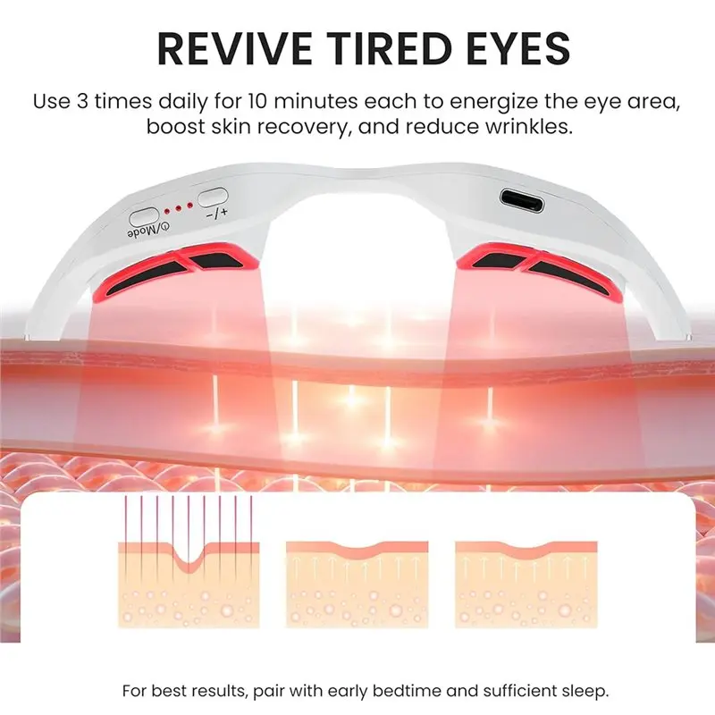 A94E-Massaggiatore per occhi per ridurre le occhiaie, occhi 3D Rilassano sotto gli occhi Dispositivo per terapia della luce rossa per levigare le linee sottili