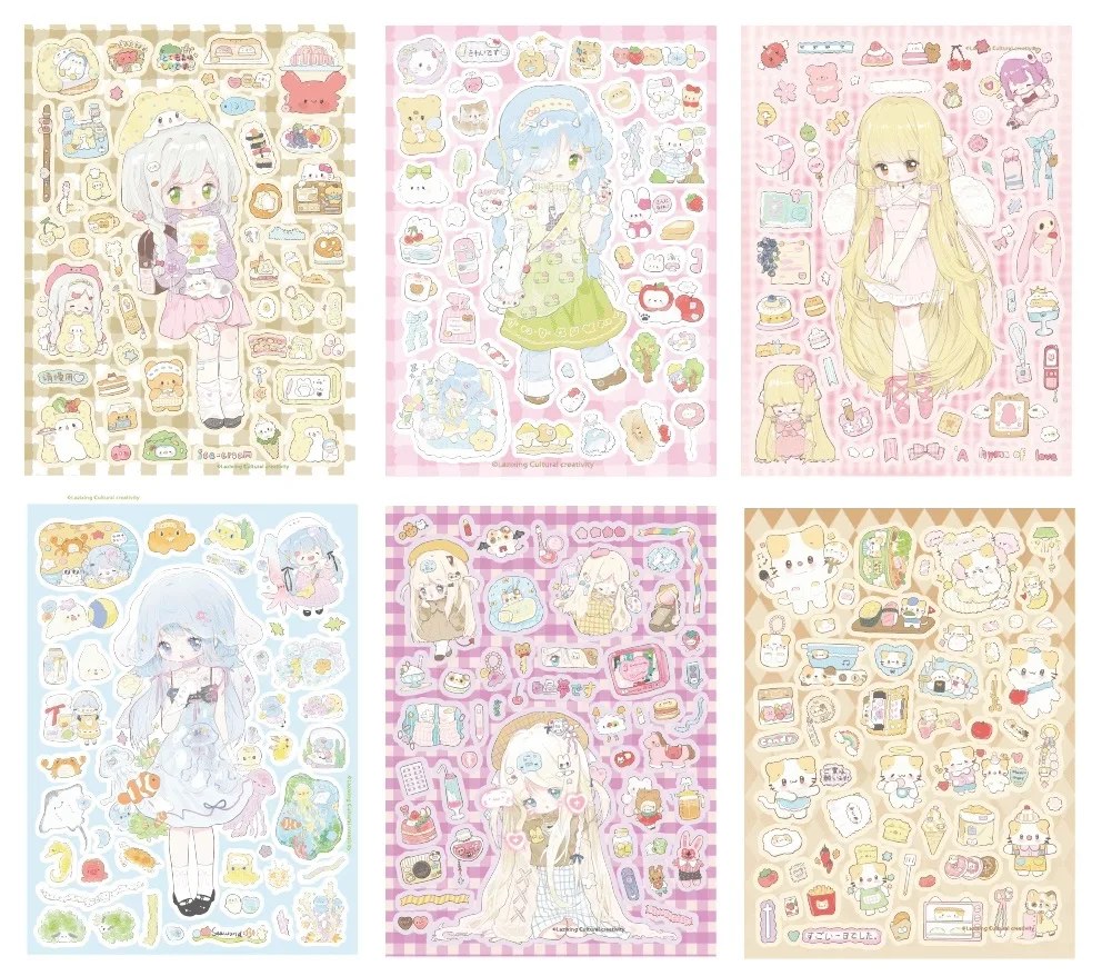 

Новый дизайн, набор декоративных наклеек с милой девушкой из мультфильма