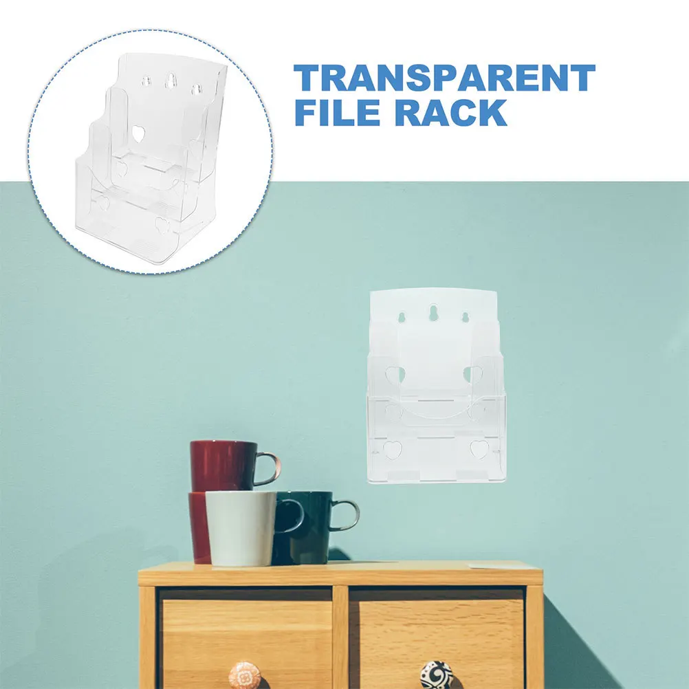 2 Buah Rak Majalah Tempat Dokumen Akrilik Penyimpanan File Desktop Kantor Rak Display Brosur Organizer Kertas Bening