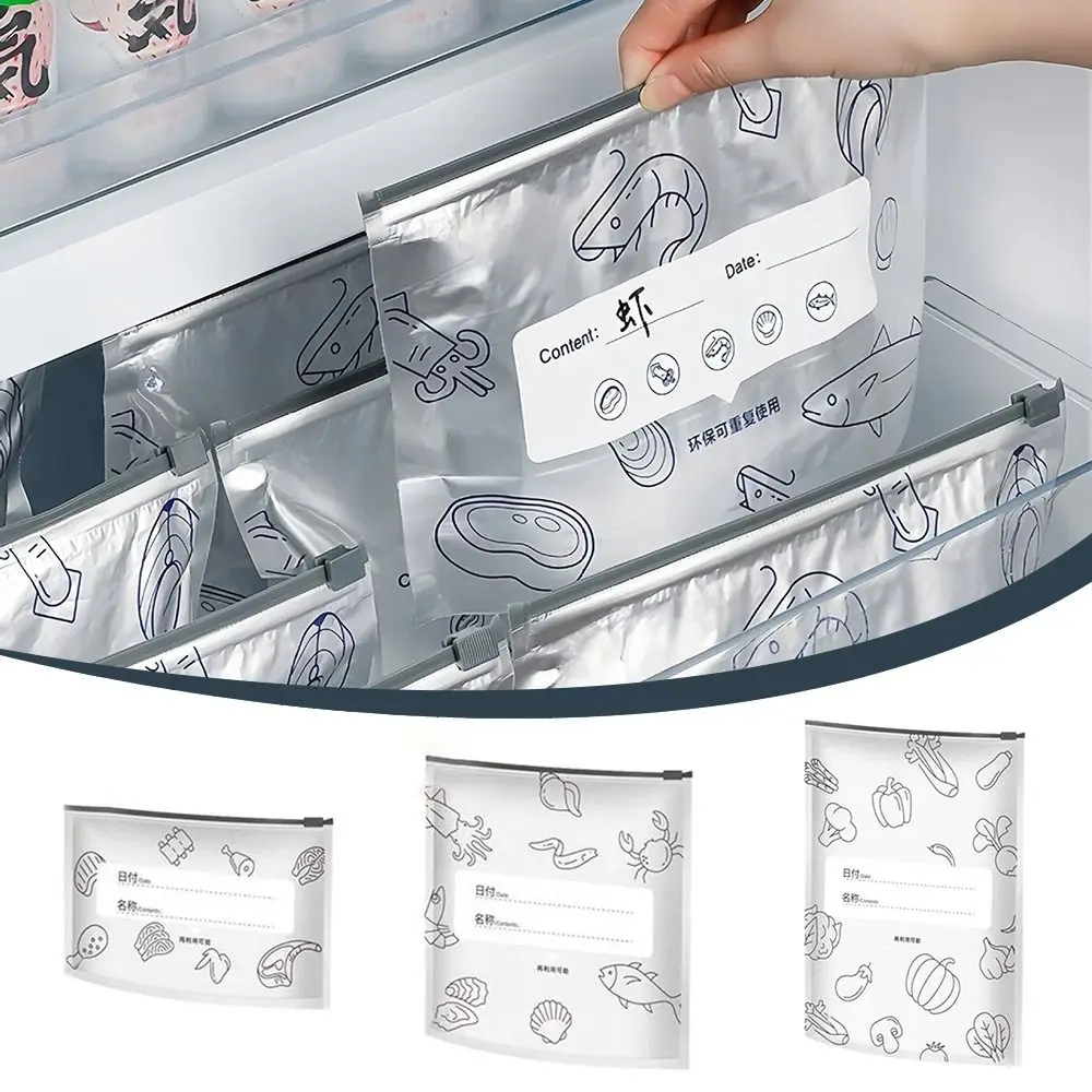10 Teile/beutel Aluminium Folie Lebensmittel Tasche Wiederverwendbare Auslaufsichere Gefrierschrank Stand Up Tasche Gefrierschrank Sicher Frische-halten Zip-Lock Beutel