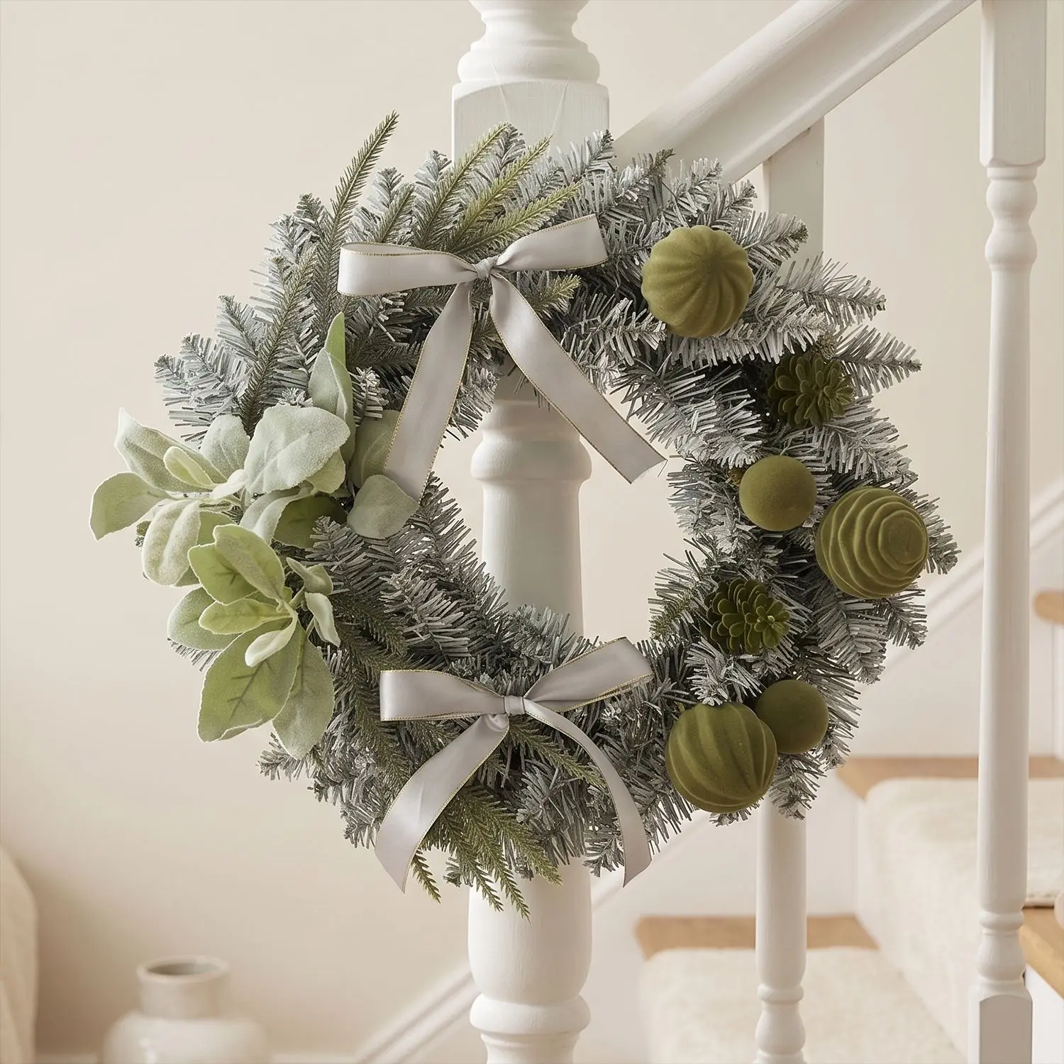 

Christmas Decor Garland Pendant Home Door Hanging Wall Decoration Artificial Rabbit Leaves Rattan Wreath Christmas Arrangement