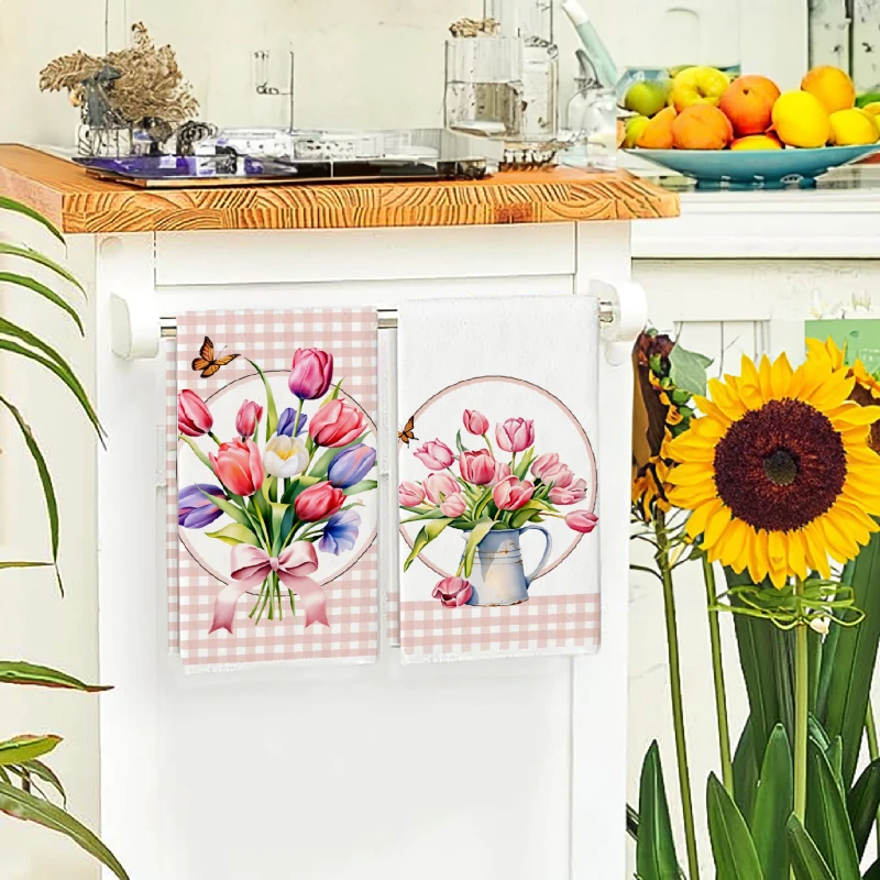 2 Stück, rosa karierte Tulpen- – Home Cooking Is The Best Bewertung und Preis