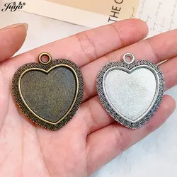 5pcs/lot 25mm Vintage Pendant Cabochon Bases Tray Flower Carved Bezel Charms For DIY Crafts Jewelry Findings Accessories