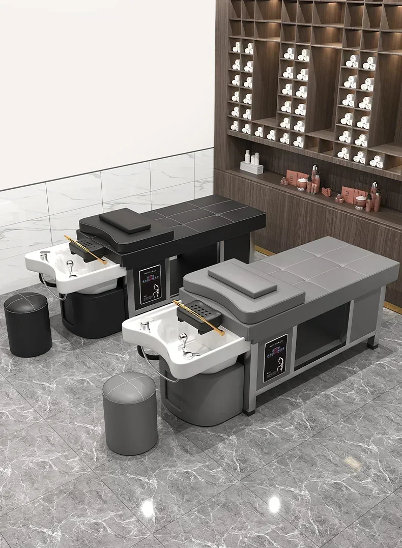 سرير شامبو حوض سيراميك جديد راقي لصالون الحلاقة التايلاندية وصالون الشعر وصالون التجميل متعدد الوظائف