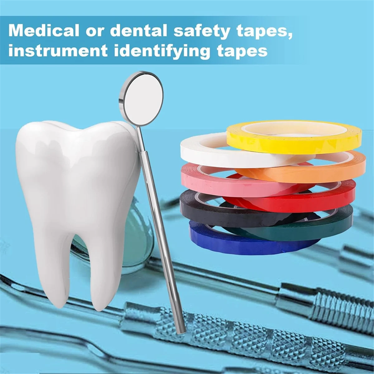 Autoclave Identification Tape, Autoclave Tape, instrumentos 270 Fahrenheit, 8 rolos de cores, 216 Ft L X 0,4 em W