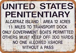 12 x 8 Metal Sign - Alcatraz Prison - Vintage Wall Decor Art