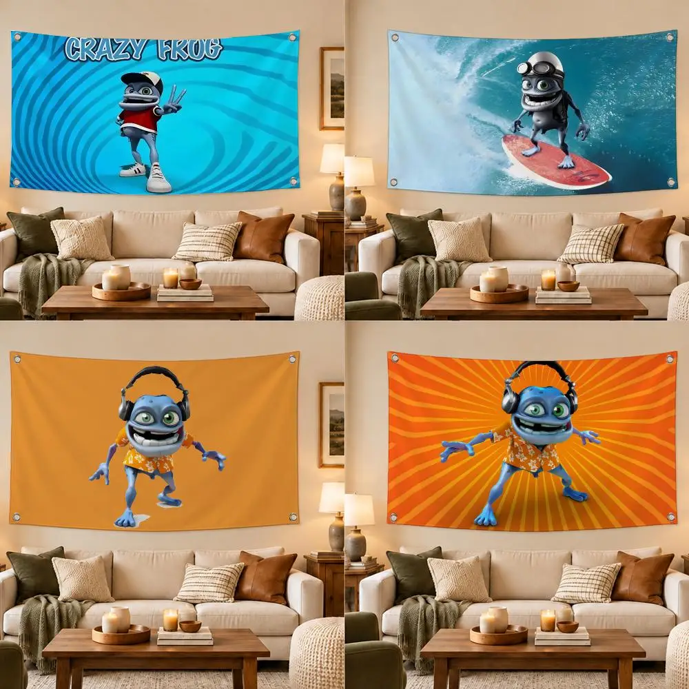 Character Crazy Frog Flags Modern Fabric Banner Pennants Bedroom Garden Party Birthday Wall Ornament Decor
