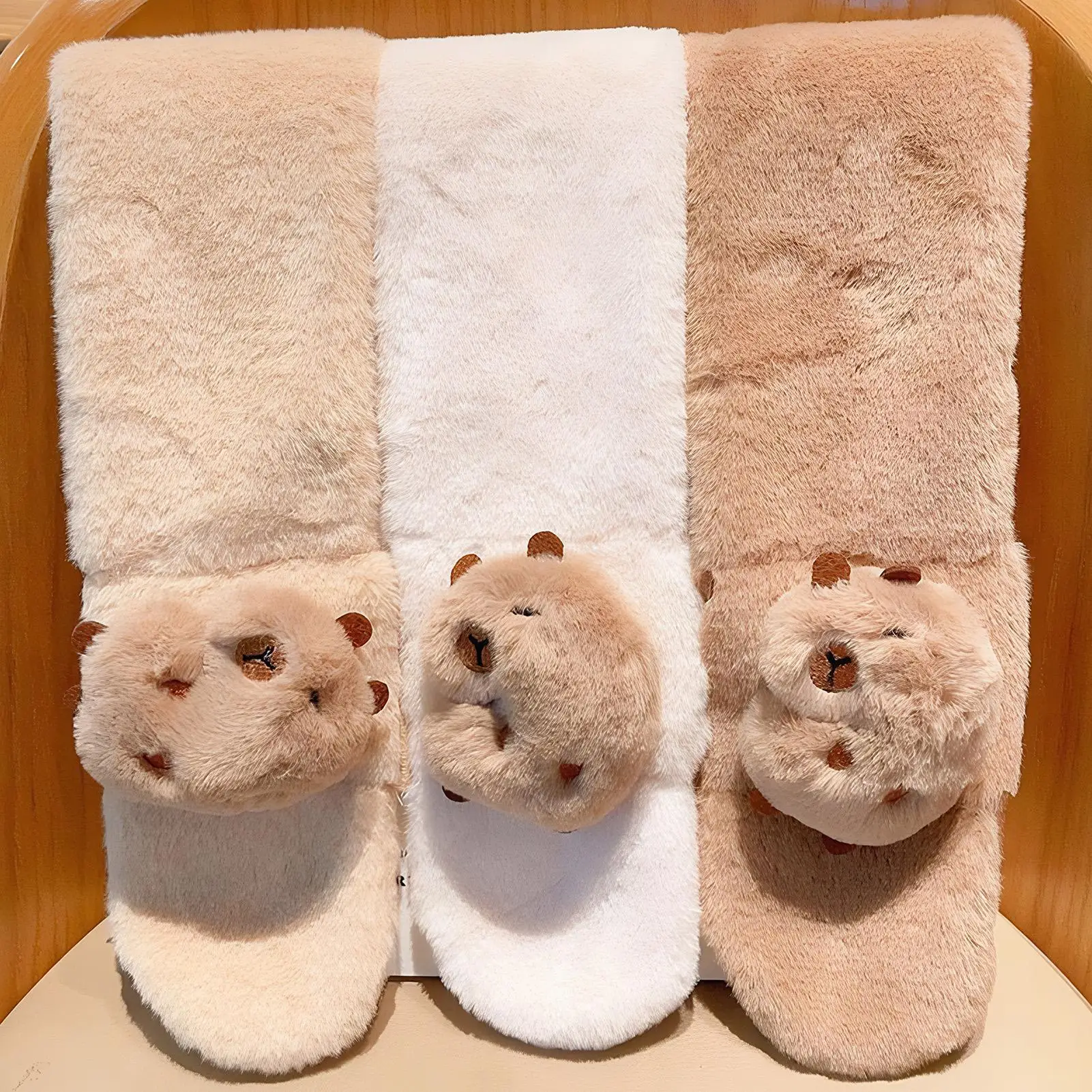 Capybara Fuzzy Scarf Animal Print Winter Warm Neck Warmer for Kids Boys Girls Themed Parties Costumes Zoo Park Christmas Gift