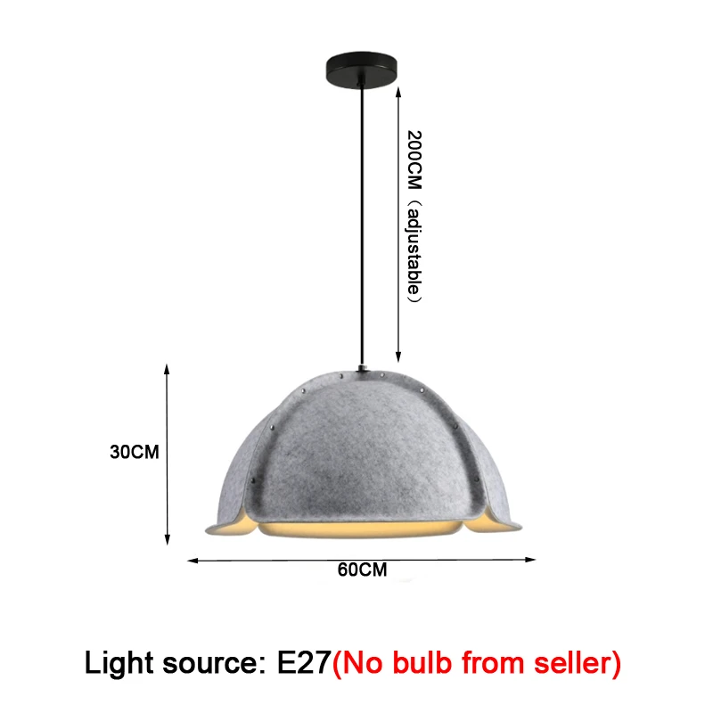 Minimalist Creative Hat Shaped Ceiling Hanging Lamp Noise Reducing Design Felt Pendant Light for Living Room Office Library