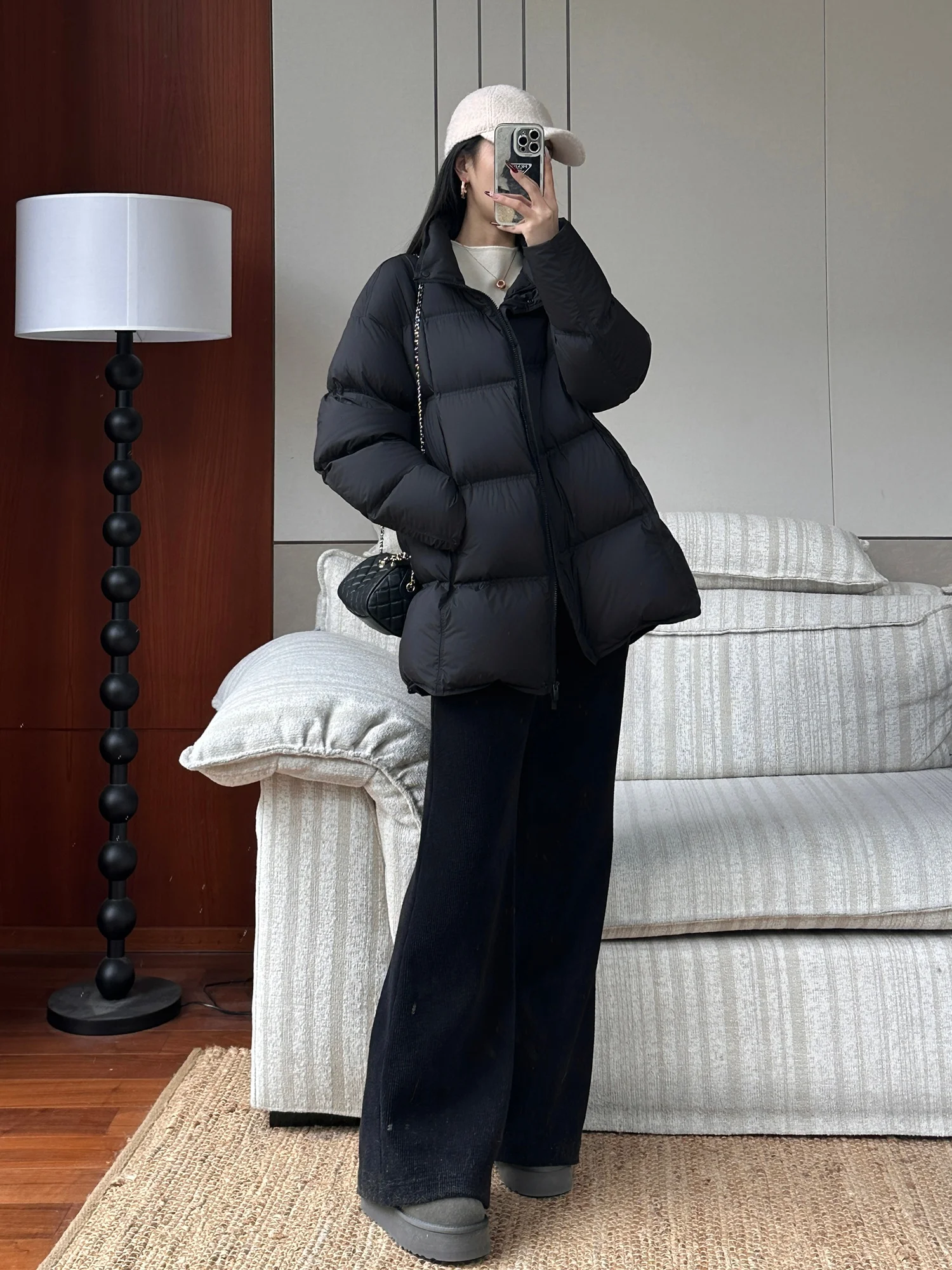 

MEHOMEYANG Casual White Goose down Jaet Women's All-Match Warm Waed Regular Length Zipper Closure Winter Coat