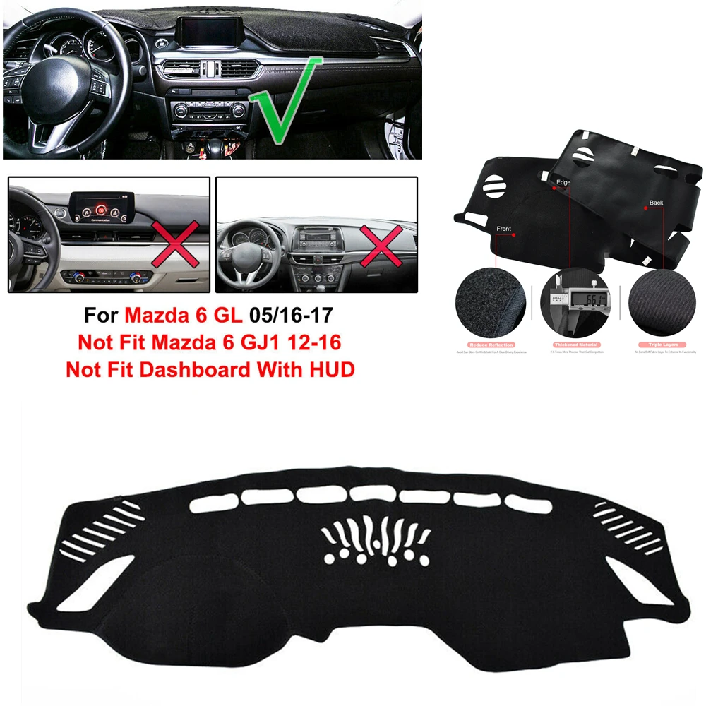 Car Front Interior Center Console Dash Panel Sun Mat Carpet Dashboard Cover Dashmat Sunshade Pad For Mazda 6 GL Atenza 2016 2017