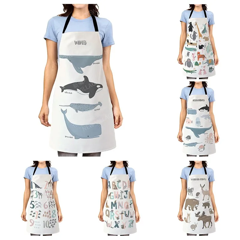 Aesthetic Women kitchen apron kids original Children Waterproof girl  princess waiter work apron oil proof nordic boho plant