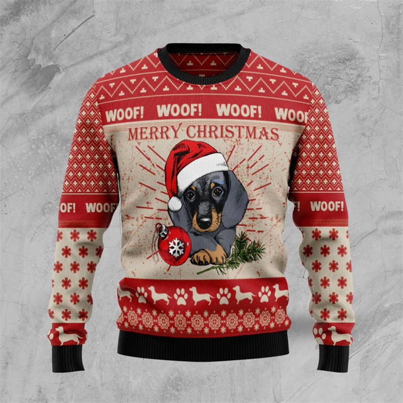 

Funny Dog Graphic Ugly Christmas Sweater Fashion Personalization Cute Dogs Xmas Sweatshirt Trend Mens Tracksuit Loose Pullovers
