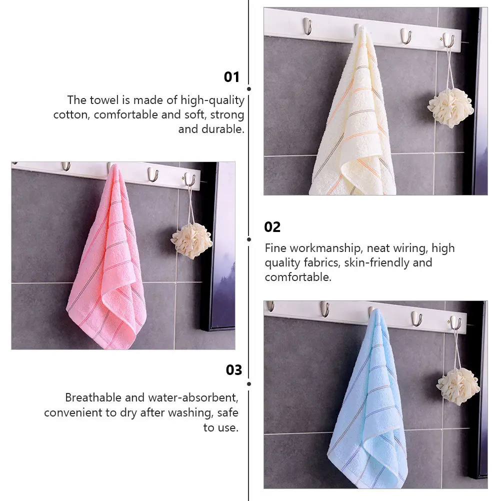 ผ้าเช็ดหน้าผ้าฝ้ายหนา 3 ชิ้น ผ้าเช็ดหน้าผ้าฝ้ายแท้ ผ้าเช็ดหน้าเนื้อนุ่ม ดูดซับได้ดี แห้งเร็ว ทนทาน สำหรับล้างหน้า ใช้สำหรับเดินทาง